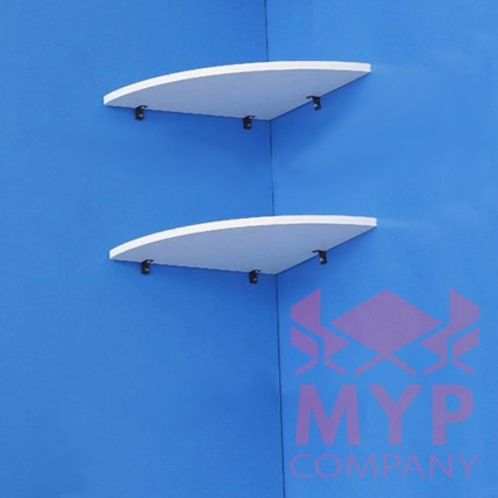 Set de 2 Estante flotante para esquina, redonda, blanca, 30cm, myp company