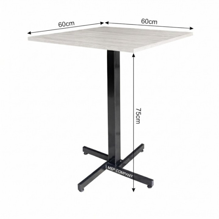 Mesa Cafetería y Bar 60x60 cm Myp Company - Mesa de Madera RH Cuadrada para Negocio Base de Acero