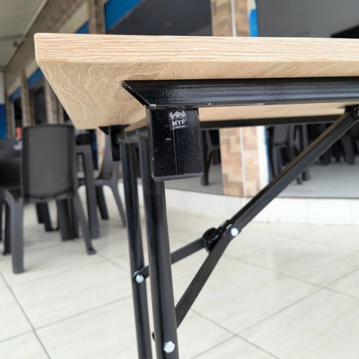 Mesa de Reuniones Apilable 180x60 cm Madera RH Negra Myp Company - Escritorio Elegante para Sala de Juntas