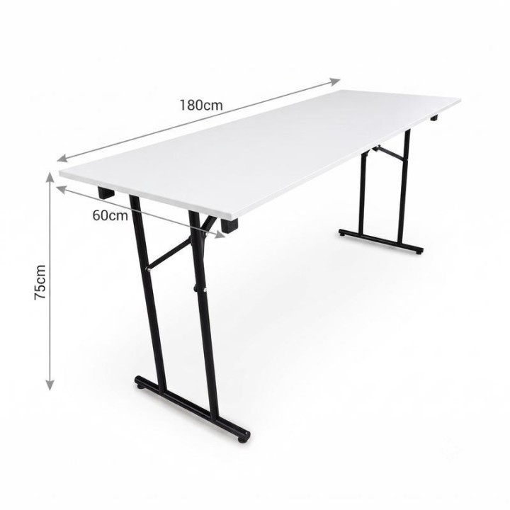 Mesa de Reuniones Apilable 180x60 cm Madera RH Negra Myp Company - Escritorio Elegante para Sala de Juntas