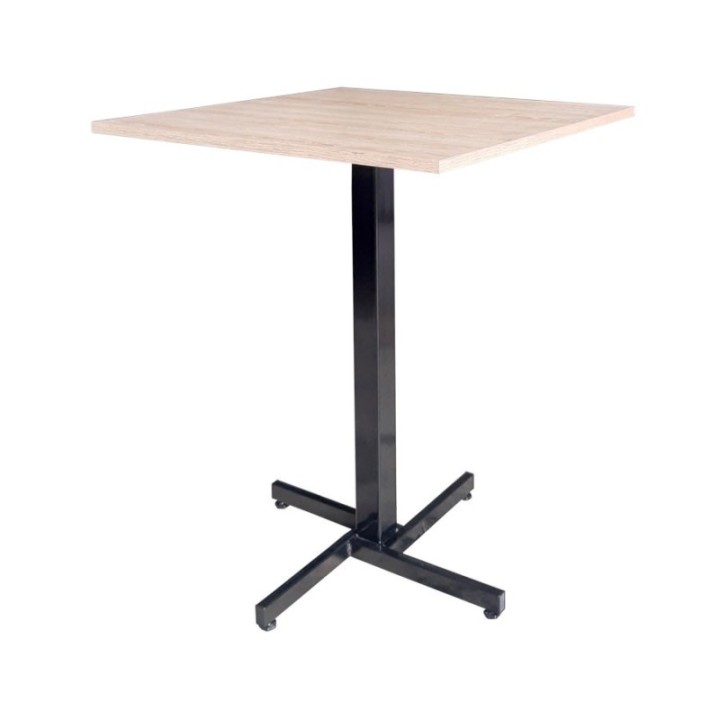 Mesa para Restaurante 80x80 Myp Company Madera RH - Mesa Cuadrada 4 Puestos Base de Acero Negra Resistente a Humedad