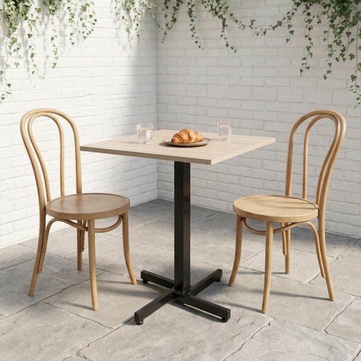Mesa para Restaurante 80x80 Myp Company Madera RH - Mesa Cuadrada 4 Puestos Base de Acero Negra Resistente a Humedad