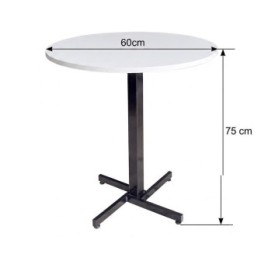 Mesa Comercial Redonda 60 cm Myp Company Comidas Rápidas - Mesa Madera RH Resistente Base Central Acero pintura al horno.