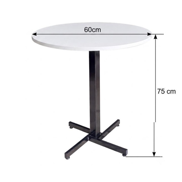 Mesa Comercial Redonda 60 cm Myp Company Comidas Rápidas - Mesa Madera RH Resistente Base Central Acero pintura al horno.