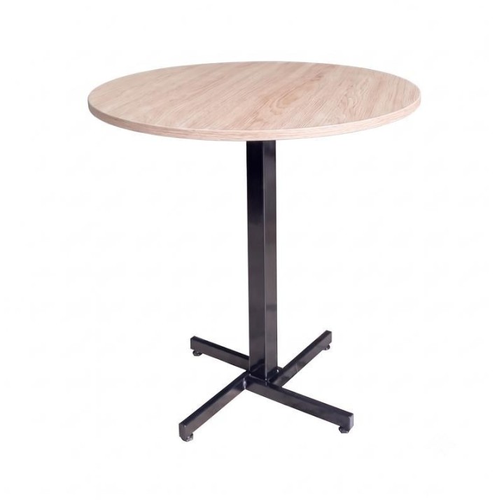 Mesa Comercial Redonda 60 cm Myp Company Comidas Rápidas - Mesa Madera RH Resistente Base Central Acero pintura al horno.