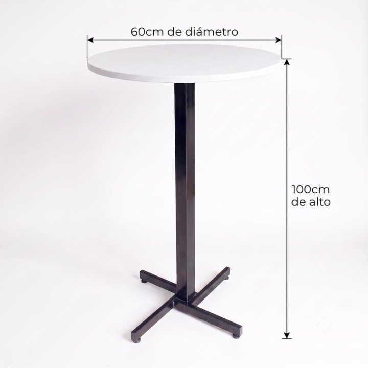 Mesa Alta para Bar Redonda 60 cm Myp Company - Altura 100 cm Madera RH Cafetería Optimización de Espacios