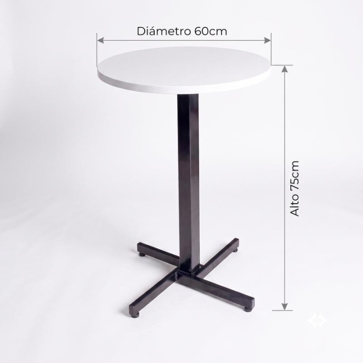 Mesa pequeña para Bar Redonda 40 cm Myp Company - Mesa Auxiliar Madera RH Discoteca Estanco Base Acero Negra