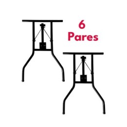 Juego de 6 Pares Patas Plegables Negras en Acero 47x73cm Estructura para Armar 6 Mesas de Banquete y Tableros desde 15mm
