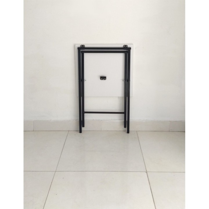Mesita moderna auxiliar plegable para sala de 48cmX65cm Blanco-Negro