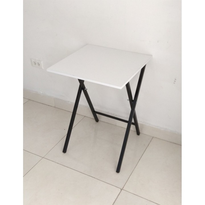 Mesita moderna auxiliar plegable para sala de 48cmX65cm Blanco-Negro