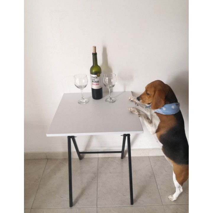 Mesita moderna auxiliar plegable para sala de 48cmX65cm Blanco-Negro