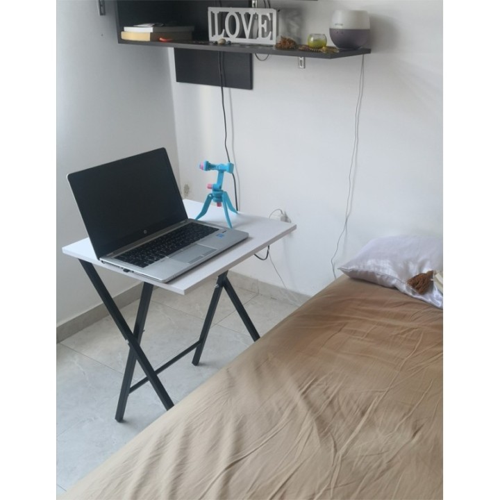 Mesita de noche moderna auxiliar plegable de 48cmX65cm(alto) Blanca