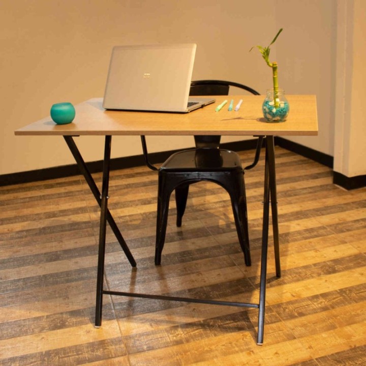 Mesa Escritorio Plegable Mallado Y Negro 90cm