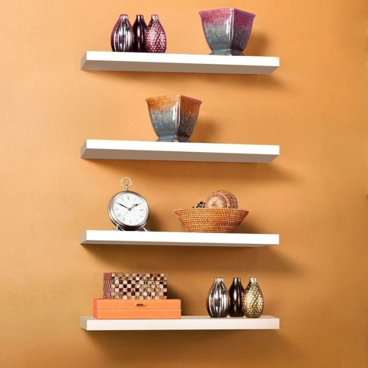 Set de 4 Repisas Flotantes en madera 10cm Fondo