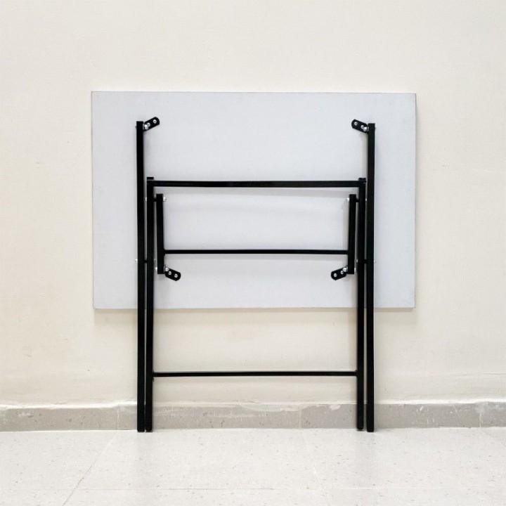 Mesa Plegable Tijera Profesional, 90cm largo, blanco y negro